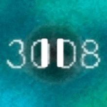 the number 3008 is written in white letters on a blue and green background .