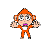 a cartoon monkey with a shocked look on his face