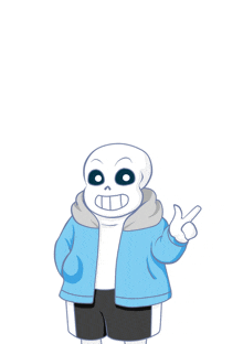 a cartoon drawing of a skeleton giving the peace sign