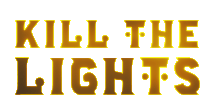 a logo that says kill the lights in gold on a white background