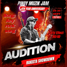 a poster advertises an audition for pinoy muzik jam 4th year anniversary