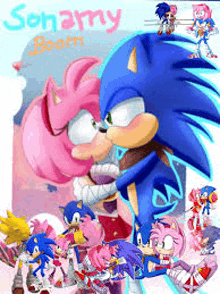 a poster of sonic the hedgehog and amy rose