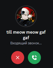 a screenshot of a phone call with the words till meow meow gaf gaf