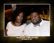 a picture of a man and woman taken at the carnival victory pacific dining room on september 29 2013