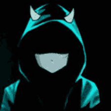 a person in a hoodie with horns on their head is smiling .