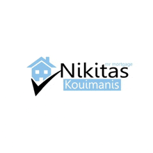 a logo for mr mortgage nikita kouimanis with a house and a check mark