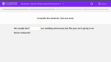 a screenshot of a cambridge vocabulary practice giving personal information