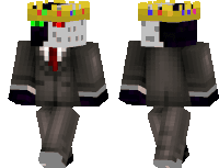 a minecraft character wearing a suit and tie with a crown on his head .