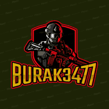 a logo with a soldier holding a rifle and the name burak347