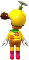 a mario kart character wearing a yellow helmet