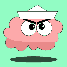 a cartoon drawing of a brain wearing a boat hat