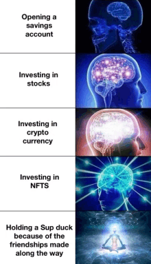 a meme about opening a savings account and investing in stocks