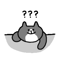 a drawing of a cat with three question marks above it 's head