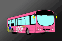 a pink bus with the word acoop on the side of it