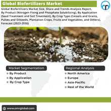 an advertisement for global biofertilizers market with a picture of a plant