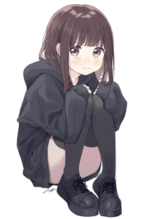 a girl in a black hoodie is kneeling down with her legs crossed