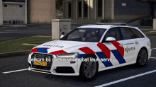 a police car is parked in a parking lot with the words welkom bij overijsselcombat leuk server below it