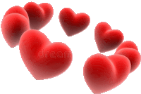 a group of red hearts on a white background with the word dream on the bottom right