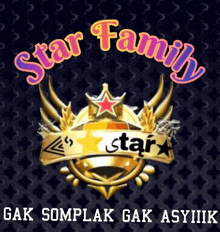 a logo for star family with a gold emblem and a red star