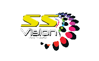 a colorful logo for ss vision with a yellow letter ss