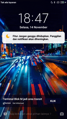 a phone screen shows the time as 1847 on november 14