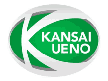 a green and white oval with kansai ueno on it