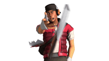 a man in a red vest and headphones is pointing