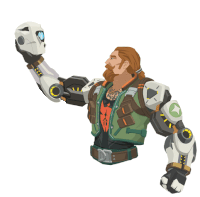 a cartoon of a man with a robot arm