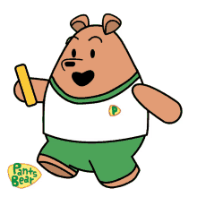 a cartoon of a bear with pants bear written on the bottom