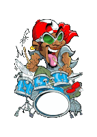 a cartoon illustration of a man playing drums