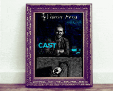 a framed painting of a man with the word cast on the bottom