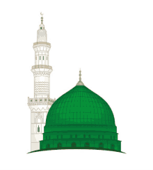 a mosque with a green dome and a minaret