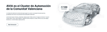 a wireframe of a car with the words avia es el cluster de automocion de la comunitat valenciana below it