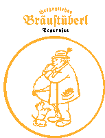 a cartoon drawing of a man with a cane and the words herzogliches brauftüberl