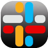 a slack app icon with a black background and colorful lines