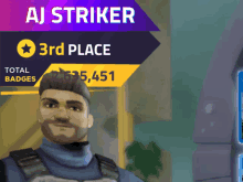 aj striker is 3rd place in a video game with total badges of 335,451