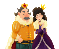 a cartoon of a king and a queen with a crown on their heads