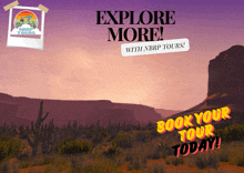 a poster that says explore more with nbrp tours book your tour today