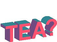 the word tea is displayed in 3d letters