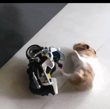 a toy motorcycle with a police officer on it