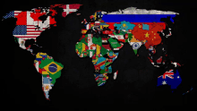 a map of the world with the flags of the countries