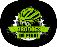 a logo for brodoes do pedal with a green helmet on it