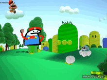 a cartoon of mario and goomba in a video game called super mario world