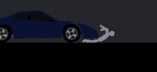 a pixel art drawing of a blue car and a person