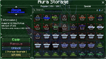 a screenshot of a game called aura storage shows a bunch of items