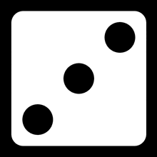 a white dice with three black dots on it