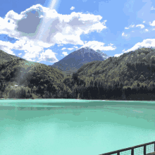 a lake with a mountain in the background