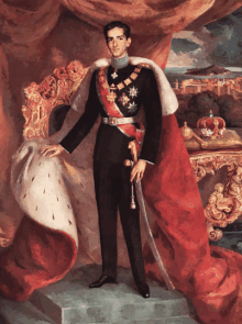 a painting of a man in a king 's costume holding a sword