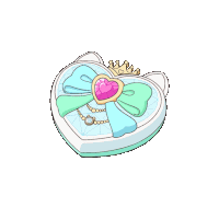 a drawing of a heart shaped jewelry box with a crown