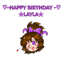 a drawing of a girl with the words happy birthday layla on it